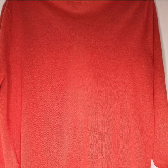 J.Jill L Women's CardiganSweater LINENBLEND Orange Knit Embroidered Open Front. - Picture 8 of 8